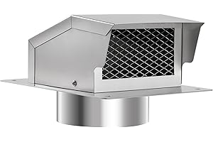 LTSEAME 6 Inch Stainless Steel Roof Vent Cap,Bathroom Exhaust Roof Vent for Dryer,Removable Roof Vent,Galvanized Steel for Ventilation System with Damper, Silver (6 in)