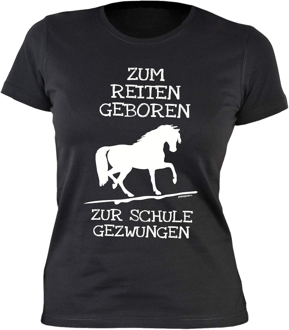 Reiter Schule Sprüche Motiv DamenShirt Zum Reiten geboren zur