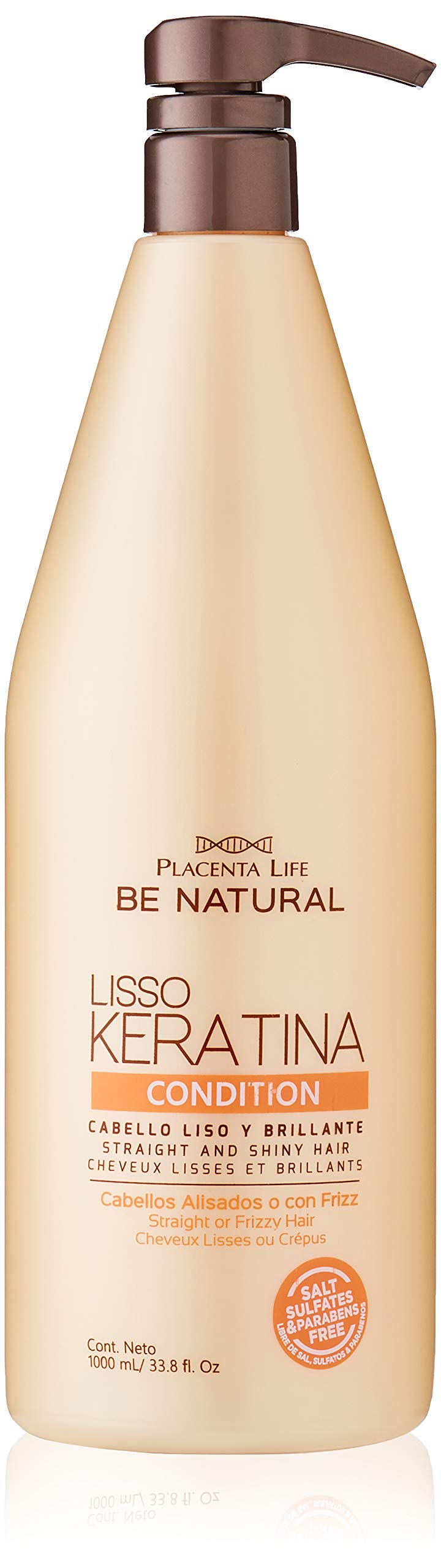 PLACENTA LIFE BE NATURAL - Lisso Keratin, Conditioner. Hydrating. Smooth and shiny hair. For hair that wants to maintain straightening or reduce frizz. Content 1000 milliliters.