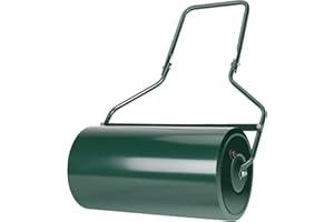 Rultyn Lawn Roller Push/Pull Steel Sod Roller 13 Gallons/48L Lawn Rollers Tow Behind Water Filled for Park, Garden, Yard, Ball Field (Green-24inch)