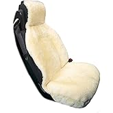 Eurow Genuine Australian Sheepskin Sideless Seat Cover, Ultra-Dense Real Sheepskin for Year-Round Comfort, Padded, Slip-Resistant Backing, Airbag Compatible, Easy Install, Universal Fit, Champagne