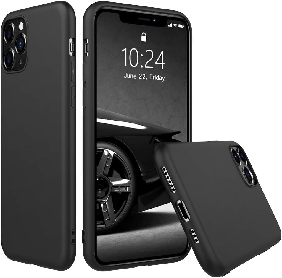 Peakally iPhone 11 Pro Case, Black TPU Cover Phone Case Matte Finish Slim Profile Phone Protectors for iPhone 11 Pro-Black