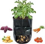 RAM 4 Pack 7 Gallon Potato Grow Bags for Vegetables, Green Polyethylene view 8