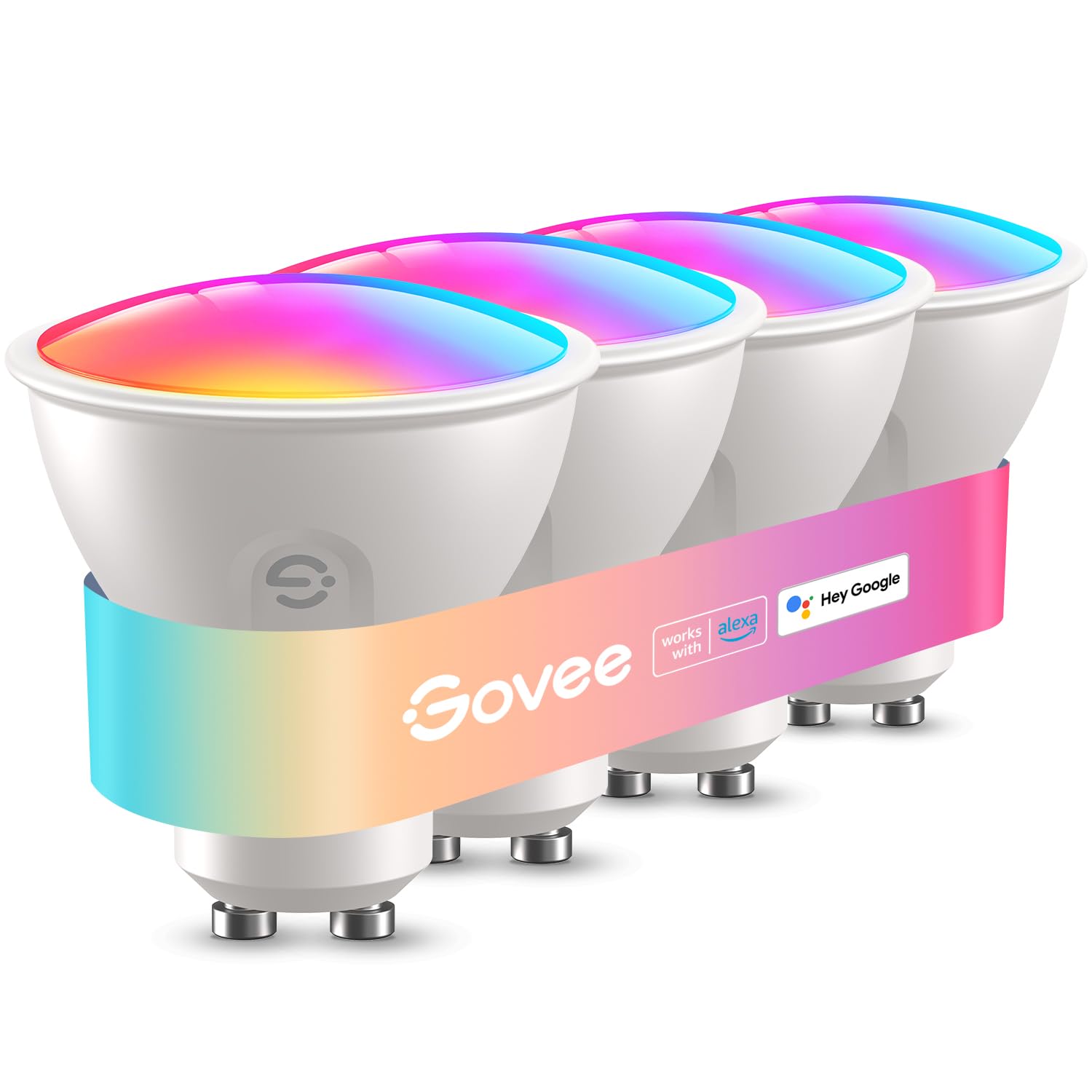Govee Glühbirne GU10 LED RGBWW, Smarte Glühbirne Funktioniert mit Matter, Alexa, Google Home, 400LM WLAN LED Lampe Dimmbare Farbwechsel, 56 Szenen, Smart Bulb GU10 Synchronisierung mit Musik 4 Packung