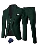 MrSure Men's 3 Piece Suit Blazer, Slim Fit Tux with
