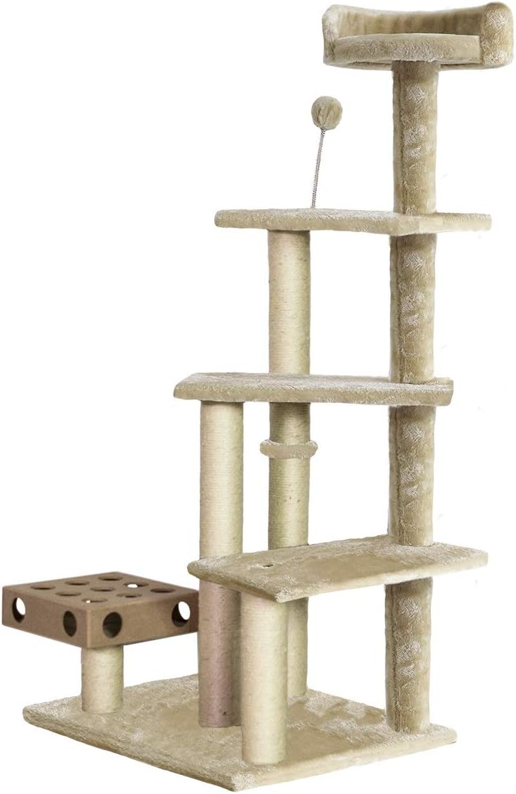 Furhaven Pet Cat Tree - Tiger Tough Cat Tree House Perch Entertainment Playground Furniture for Cats and Kittens, Play Stairs, Cream : Pet Supplies