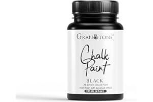 GRANOTONE Eco-Friendly Chalk Paint for Furniture, Home Decor, and Crafts | All in One Paint Solution | No Wax Required, 120ml (BLACK)