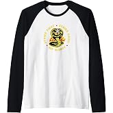 Cobra Kai Strike First Cobra Logo TV Show Raglan Baseball Tee
