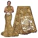 pqdaysun African Lace Fabric 5 Yards 2019 Nigerian Lace Wax Fabric French Lace Fabric for Wedding Party F50614 (5 Yards, Gold)