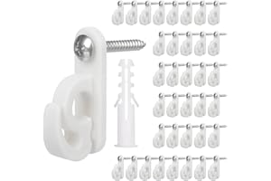 HKCLAVUS Spiral Hooks for Hanging, Light Wire and Led Christmas Light Clips, Patio Wall Hooks for Festival New Year Holiday Parties, for Outdoor String Lights.(36, White)
