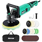 ZOTA Buffer Polisher, 1600W 7 Inch/6 Inch Pure Copper Motor Car Buffers and Polishers Kit, 7 Variable Speeds 1000-3500 RPM Car Polishers and Buffers, Ultra-long Cord for Car Boat Polishing Waxing.