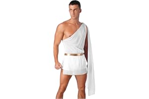 YOOJIA Men Toga Costume Ancient Greek God Ruffle Skirt Caesar Cosplay Party Roman Fancy Dress