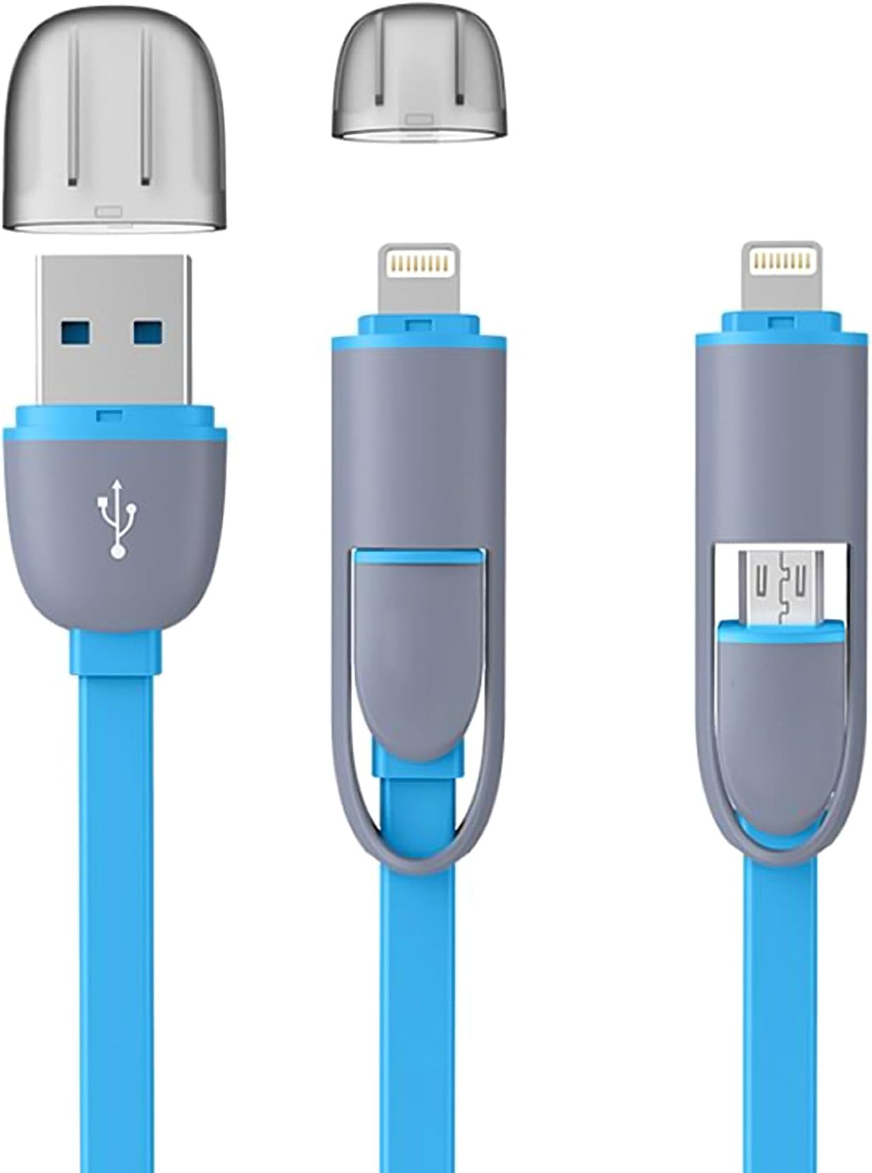 ATTOL USB Portable Fast Car Charger Compatible to iPhone 6 and Samsung with 2 in 1 USB Data Charging Cable Data line blue