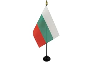AZ FLAG - Bulgaria Table Flag 15x10 Cm - Bulgarian Mini Desk Flag 100% Polyester 4'' x 6'' - Office Flag with 25 Cm Pole - Go