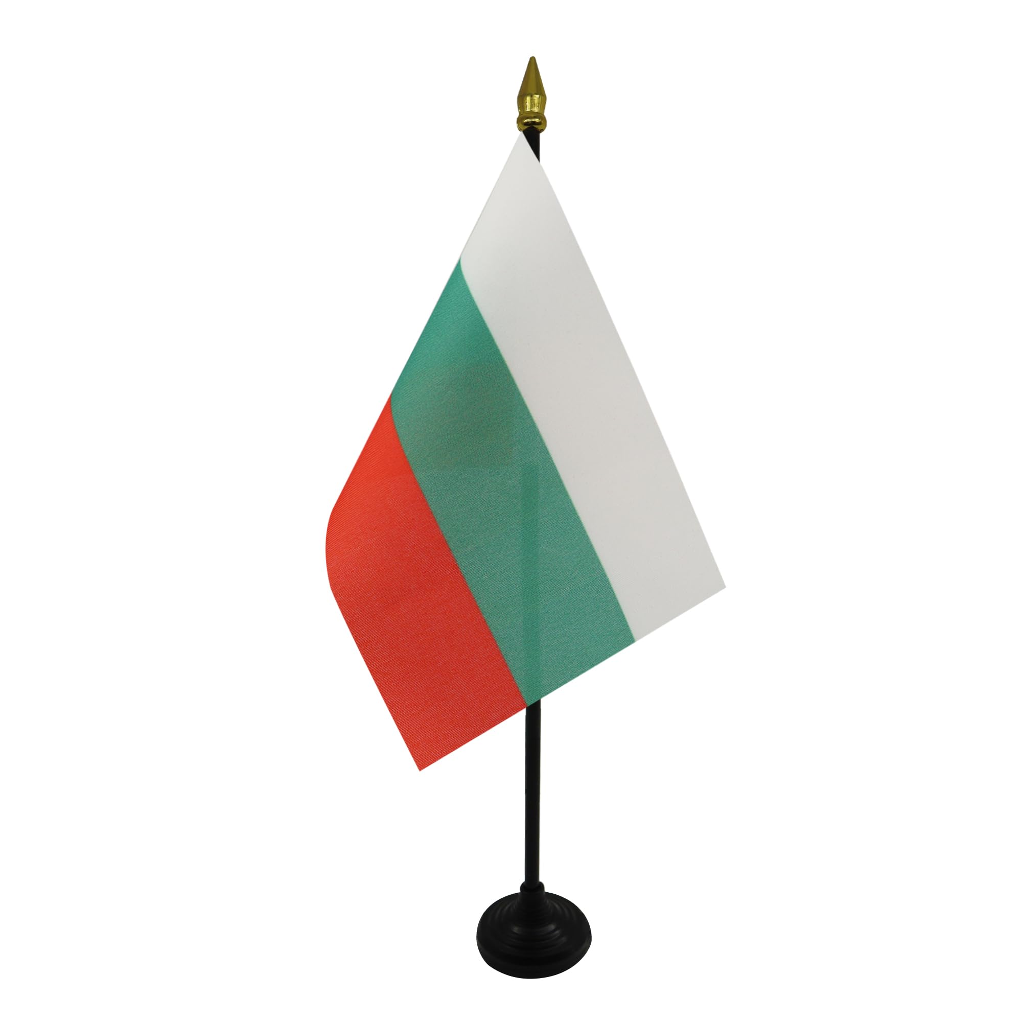 AZ FLAG - Bulgaria Table Flag 4'' x 6'' - Bulgarian Mini Desk Flag 100% Polyester 15 x 10 cm - Office Mini Banner with 10'' Pole - Golden Spear