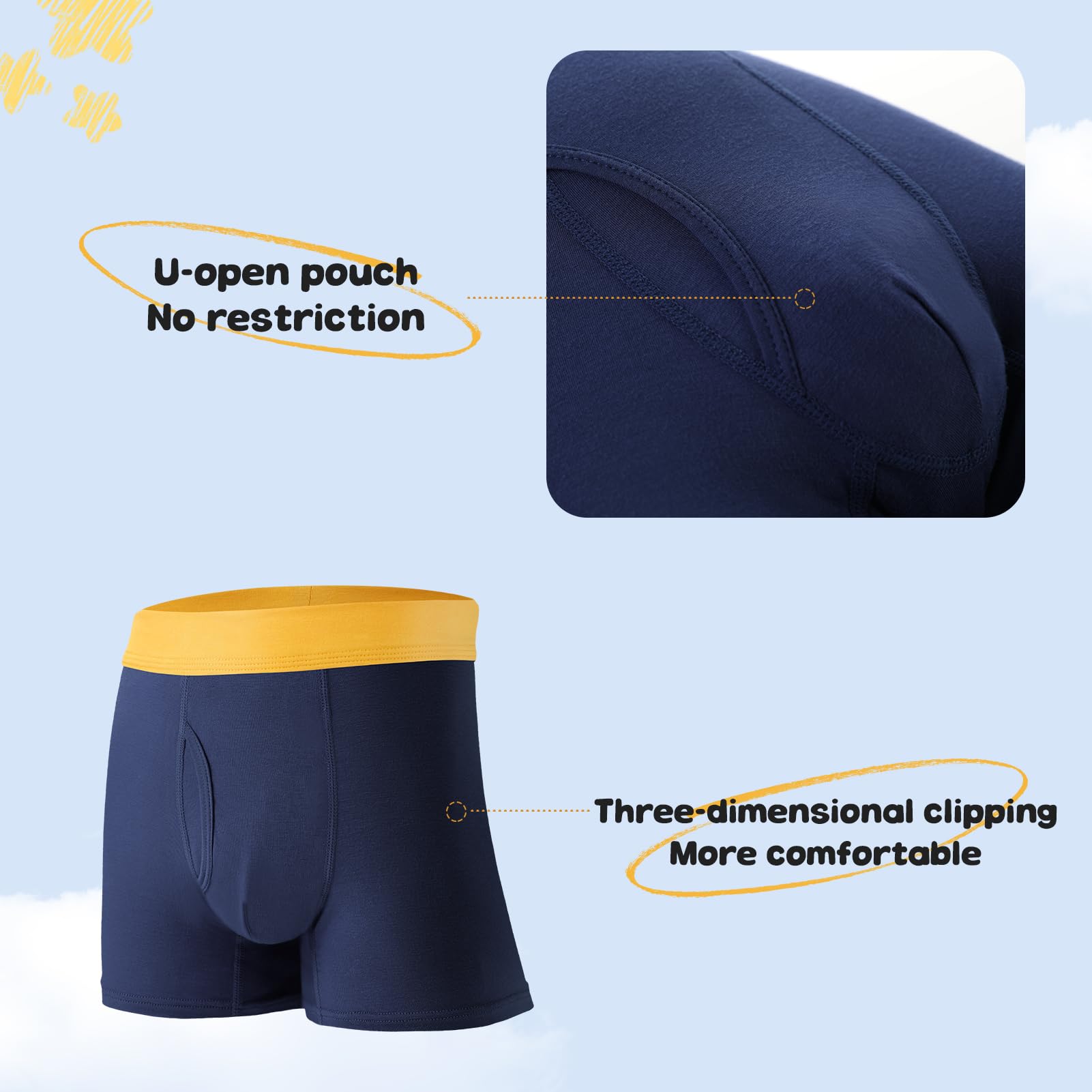 BAMBOO COOL Boys' Boxer Briefs 6-18Y Underwear Moisture-Wicking Lightweight and Ultra Soft 6-Pack