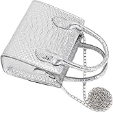 GORGLITTER Women's Small Crossbody Bag Mini Purse Metallic Crocodile Print Double Handle Satchel Shoulder Bag Purse
