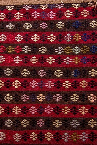 Vintage Kilim Rug - Turkish oriental area and runner rugs, handmade, hand woven (3.4 x 3.8)