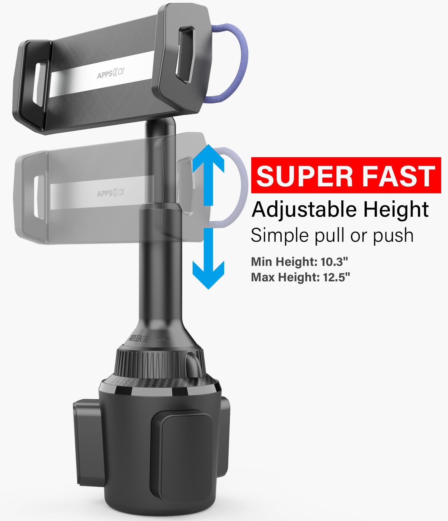 APPS2Car Solid Cup Holder Tablet Mount for Car, Adjustable Height iPad Car Mount for Truck Low Profile Road Trip Essentials Compatible with 4.7-13
