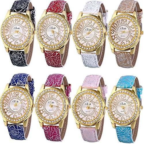 Yunanwa 8 assorted pack women men watches summer leathe…