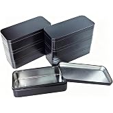 Thintinick 7 Pieces Rectangular Metal Empty Tins Containers, Black | Basic Necessities, Home Storage Organizer, Mini Box Set, 5.9 x 2.75 x 1.57 inches