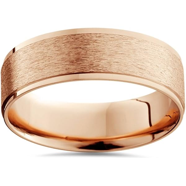 14K Yellow Gold Men's Brushed Dome Wedding Band - 6mm Wide With Double Line Groove Design - View #6