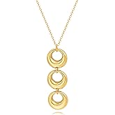 PERNNLA PEARL Long Disc Pendant Necklace for Women 18K Gold Plated Sweater Chain Fashion Jewelry