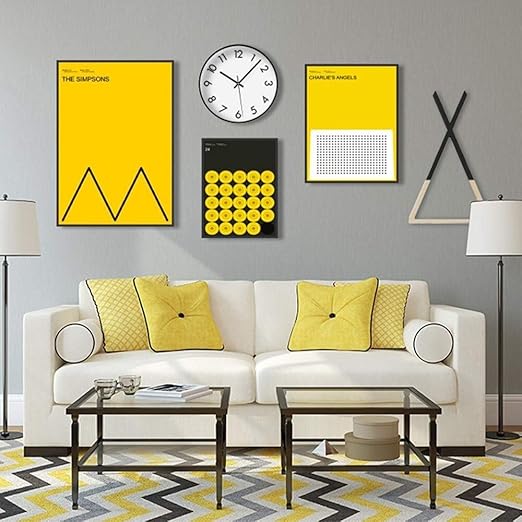 Amazon Com Luckya Simple Yellow Decorative Painting Black Picture