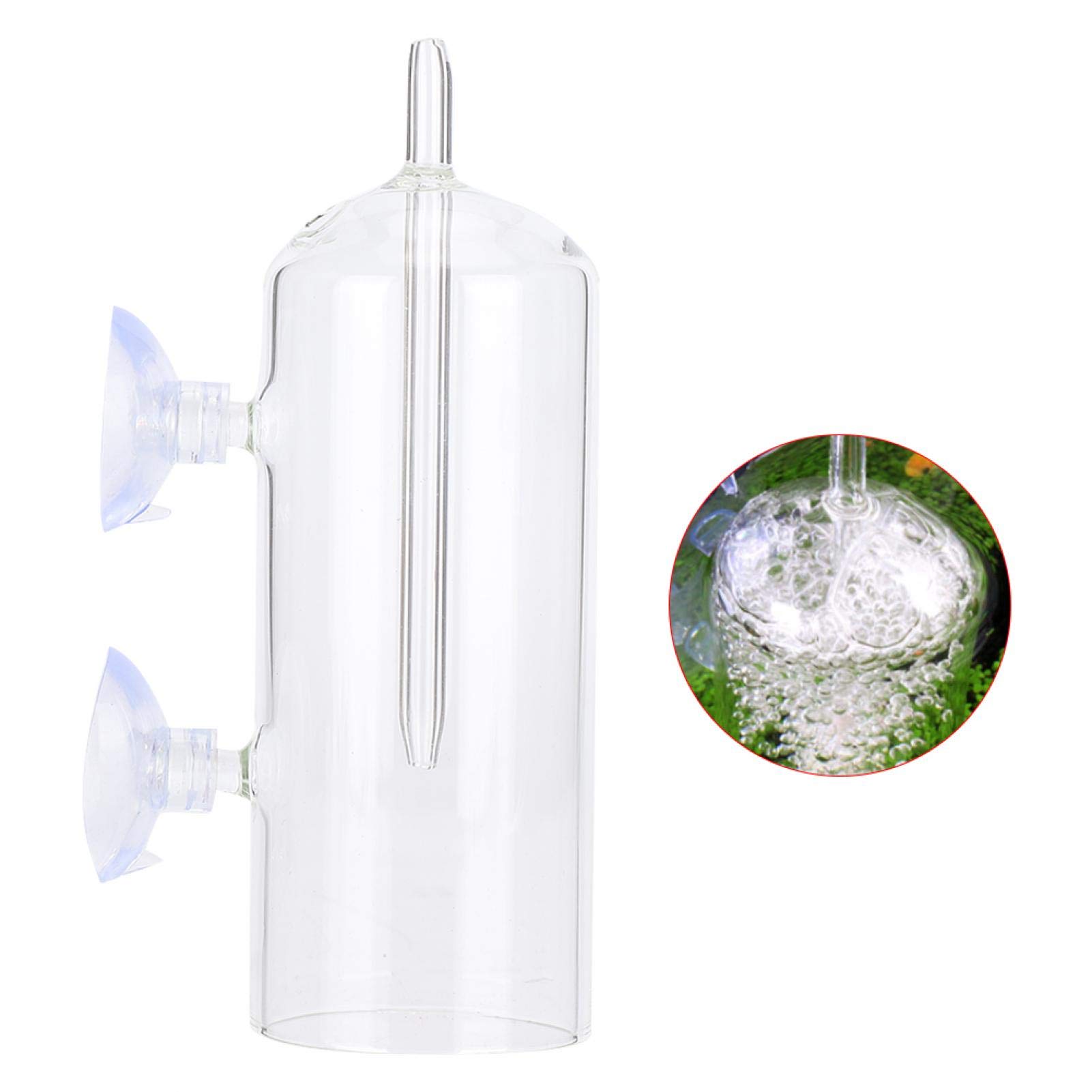 SALUTUYA Glass Aquarium Equipment Aquarium Oxygen Aeration,Air Oxygen Bubbler Glass Cup with Suction Cup,for Under Water Air Fish Tank Equipment(Dissolver (without bubble stone))