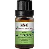 Nirvana Nurture Wintergreen Essential Oil, USDA Certified Organic, 100% Pure Undiluted, Aromatherapy Oil for Diffuser, Hair &amp; Skin Care
