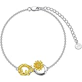 Midari 925 Sterling Silver Bracelets Anklets for Women Sea turtle/Sunflower/Sea Shell Starfish/Sun/Dolphin/Dragonfly/Wave Adjustable Summer Jewelry Gifts