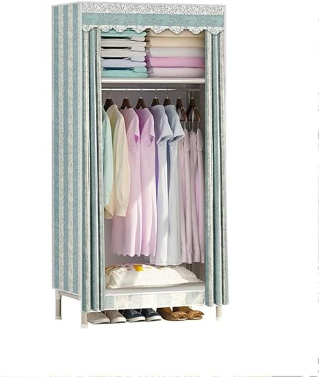 Amazon ベッドのためのワードローブは クローゼットには 予備の物置用のロッド クローゼット収納オーガナイザーキャビネットシェルフワードローブをぶら下げ イエローa 77x45x170cm 30x18x68in サイズ 77x45x170cm 30x18x68in カラー ピンクb Color Blue