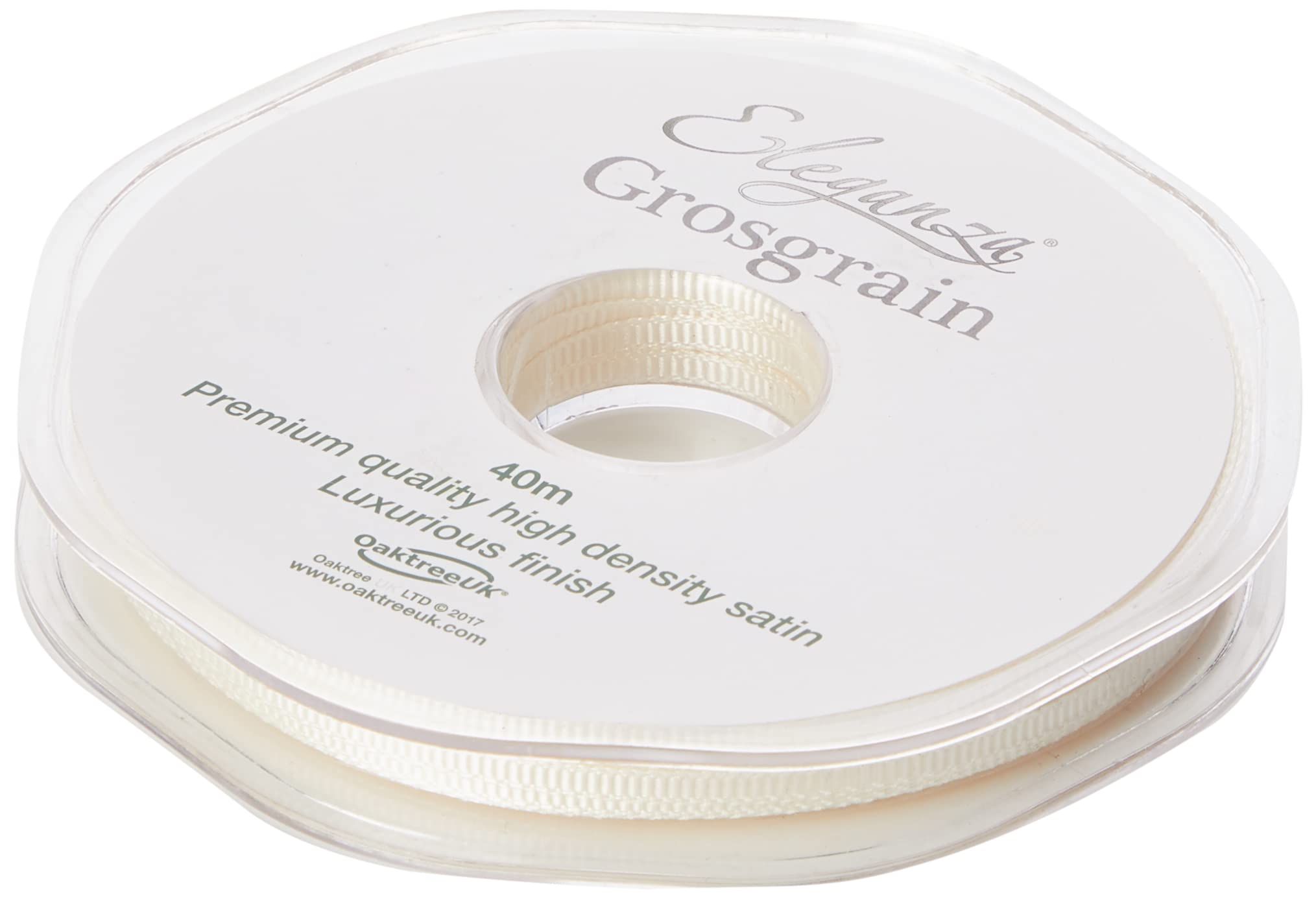 ELEGANZA Grosgrain Ribbon 3mm x 40m, Polyester, Ivory, 10 x 10 x 3 cm