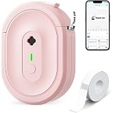 NDYIN N12 Label Maker Machine with Waterproof Tape Mini Label Printer, Pink | Bluetooth Mini Label Printer with Multiple Templates &amp; Easy Use App, perfect for Kids, Teachers, Home &amp; Office Organization