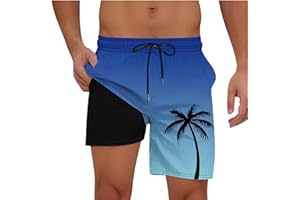 Men's Swim Trunks with Compression Liner 9" Board Shorts 2 in 1 Quick Dry Beach Swimwear Bathing Suits