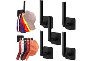 Letohoumia Hat Racks for Baseball Caps Wall, 5 Pack Adhesive Hat Hooks Hanger Holder, Multi-Purpose Strong Hook Organizer Can Hold More Than 10 Hats for Door/Closet
