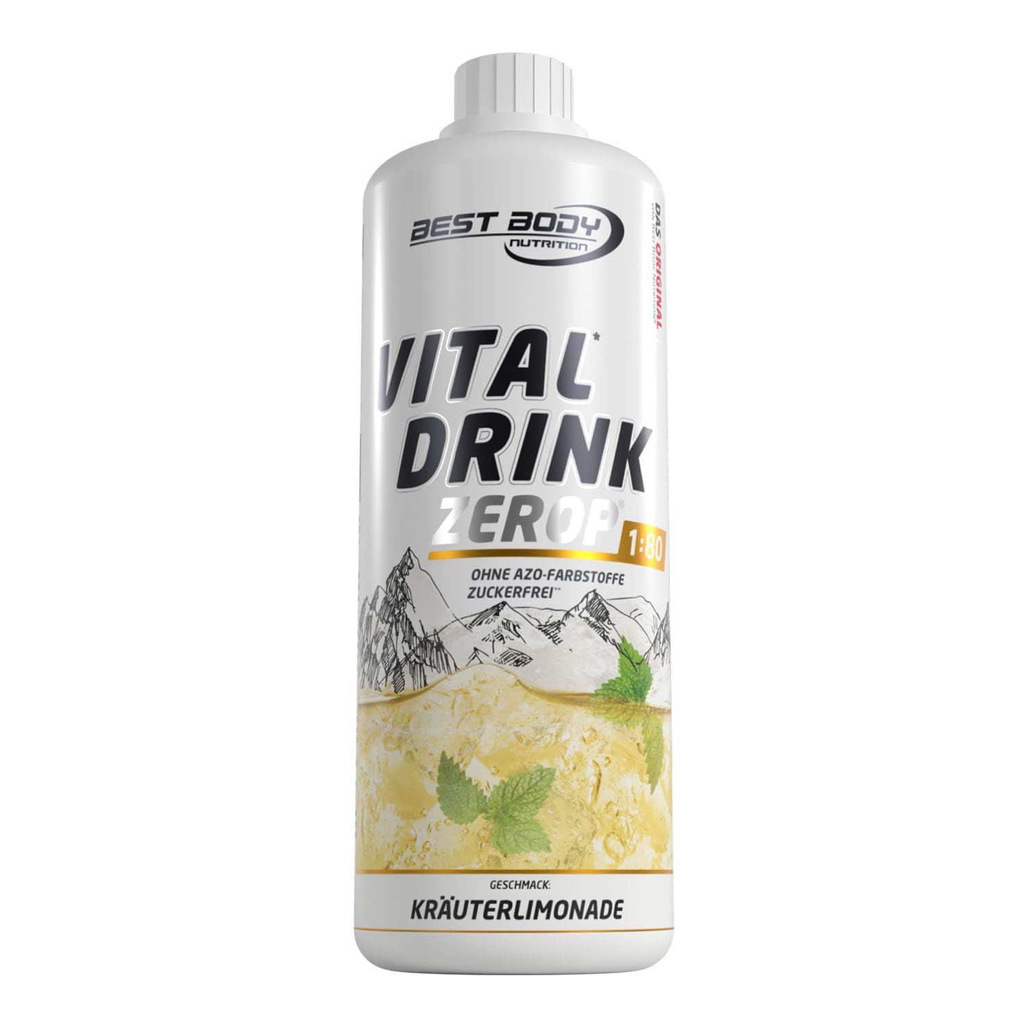 Best Body Nutrition ZEROP Vital Zuckerfreies Getränkekonzentrat Sirup Kräuterlimonade Ohne Aspartam 1 L ergibt 80 L Getränk Fitness Drink mit Vitaminen B1 B6 Niacin Kalorienarm Wassersprudler