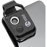 Phone Microscope with CPL Lens LED Light, Universal 200X Mini Auto Focus Len Mobile Phone Microscope for Smartphone (Black)