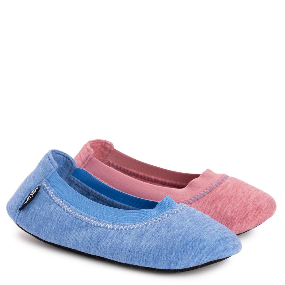 Photo 1 of MUK LUKS Women's 2 Pack Travel Ballerina Set Slipper, Blue, X-Large
