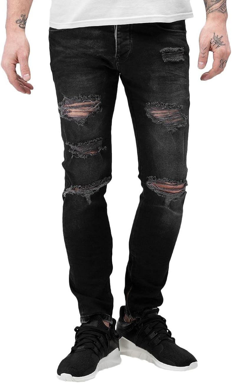 2Y Premium Skinny Ripped Jeans in Black Destroyed Jeans for Men (32W