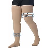 MGANG Plus Size 4XL Extra Wide Ankle and Silicone Band, 15-20 mmHg Compression Stockings for Men and Women, Closed Toe, Thigh High Compression Socks, Support for Varicose Veins, Edema, Travel, Flight