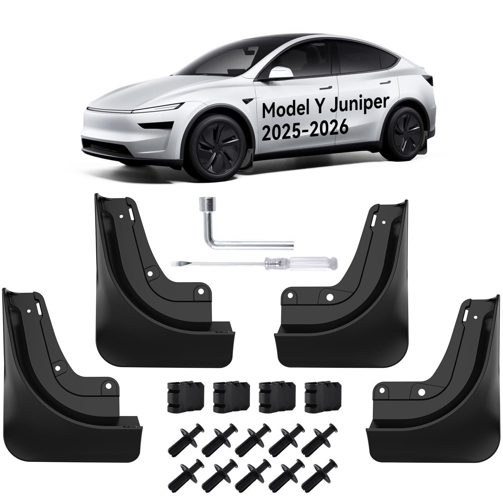 Photo 1 of **INCOMPLETE** OZPYKAE for 2026 Upgraded New Tesla Model Y Juniper Accessories Mud Flaps,Splash Guards Fenders No Drilling All Weather Protector Mudguards for Tesla New Model Y Juniper 2025 2026 Launch (Black)