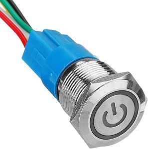 De metal de bloqueo automático Interruptor 19mm 12V LED 5 Pines ON-OFF