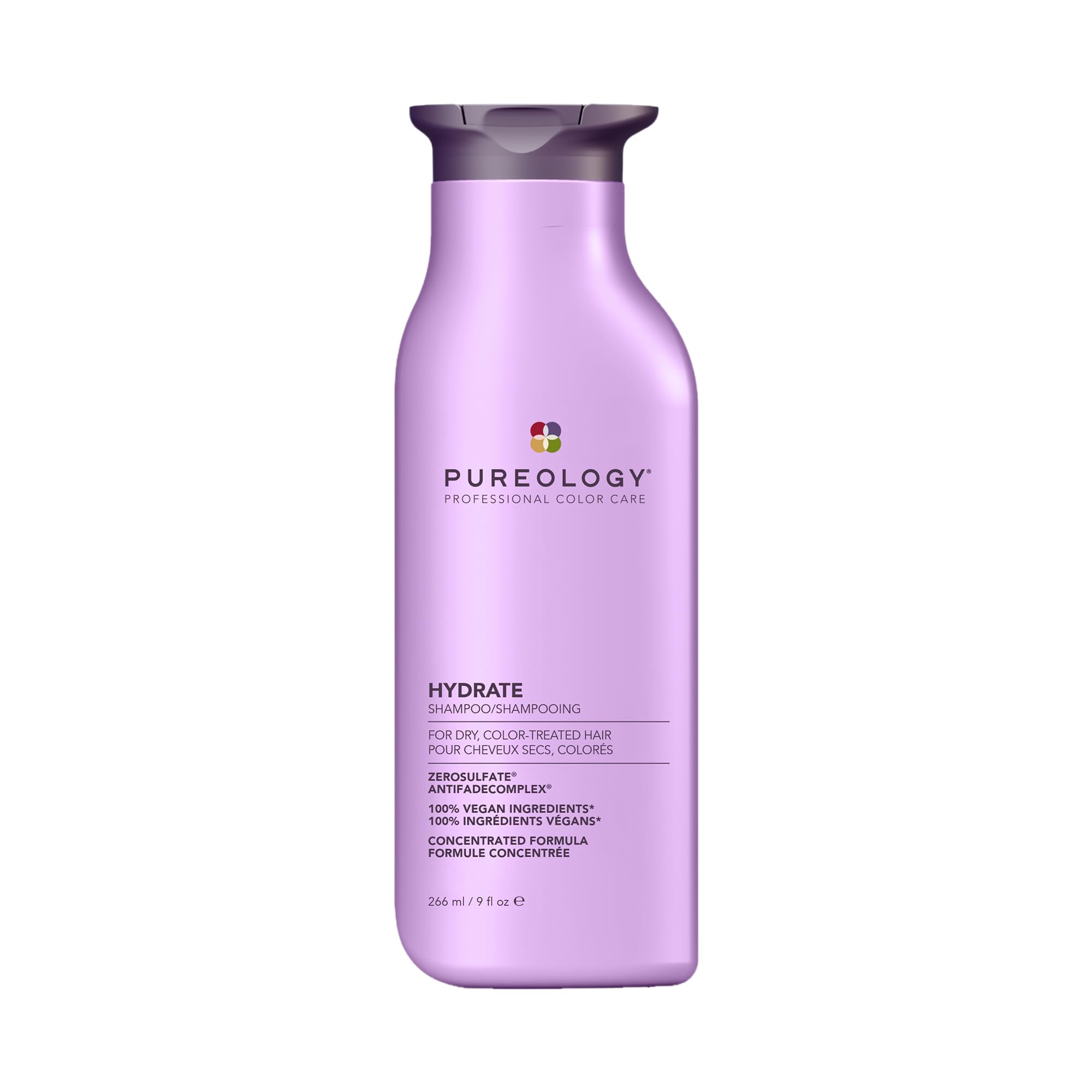 Pureology Hydrate Moisturising Shampoo, Sulphate-Free, Vegan Formula for Medium to Thick Dry, Colour-Treated Hair, for Gentle Cleansing & Deep Nourishment 266ml