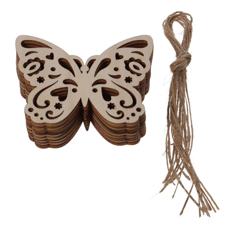 YYlingx 10Pcs Butterfly Wood Slices, Unfinished Wooden Butterfly Cutouts Wooden Ornaments for DIY Project