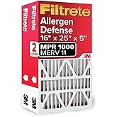 Filtrete 16x25x5 Air Filter, Fits Lennox, MERV 11, MPR 1000, 2 HVAC Filters | Allergen Defense, 12-Month AC/Furnace Filters, Cleaner Air, Reliable Airflow, (Act. Size 15.63x24.75x4.31 in)