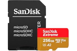 SanDisk 256GB Extreme microSDXC UHS-I Memory Card with Adapter - Up to 160MB/s, C10, U3, V30, 4K, A2, Micro SD - SDSQXA1-256G-GN6MA
