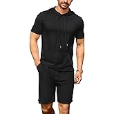 Uni Clau Men's Tracksuit Short Sets 2 Pieces Summer Outfit Casual Short Sleeve Hoodie and Shorts Set