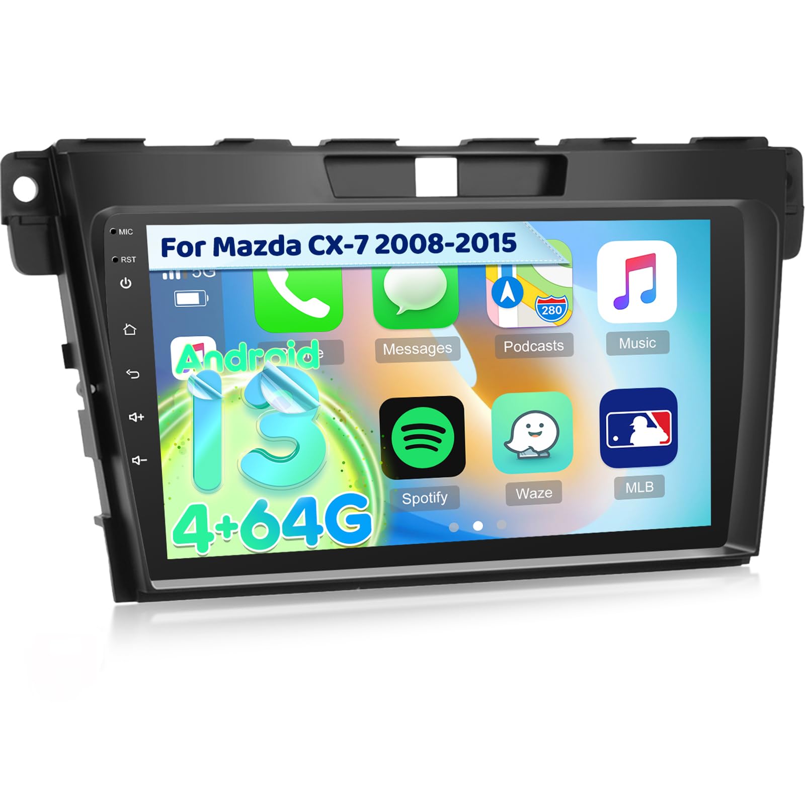 Photo 1 of [4+64G] NHOPEEW Car Stereo for Mazda CX7 CX 7 CX-7 2007-2015 with Wireless Carplay and Android Auto - 9 Inch 1280 * 720 HD Touchscreen Android Car Radio - AI DSP/WiFi/GPS/SWC + AHD Backup Camera