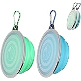 SLSON Collapsible Bowl with Cover Lids,2 Pack Dog Travel Bowls Portable Foldable Cat Water Dish Bowl for Pets Walking Parking